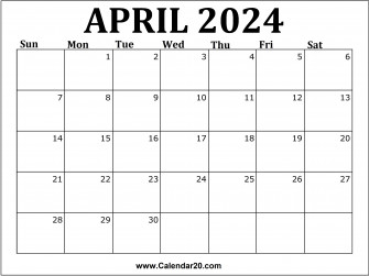 April Calendar Monday To Sunday Wallpaper