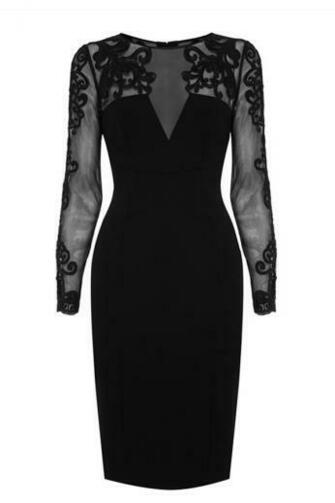 Home Clothing Dresses Embroidery Mesh Top Black Dress