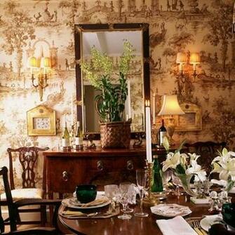 Toile Wallpaper Dining Room Wall Decorati