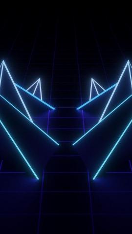 Wallpaper Net Neon Shape Pointed Dark Blue 3d Effect High