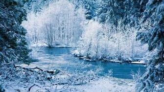 Wallpaper Winter River Snow Trees Landscape 4k Ultra HD