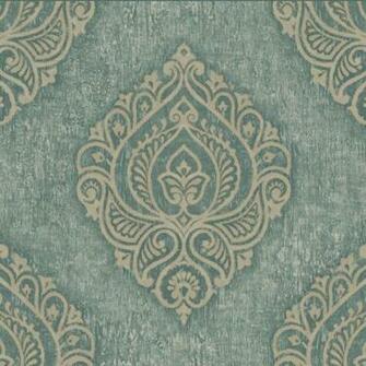 Dark Green Damask Medallion Theodor Raymond Waites Wallpaper
