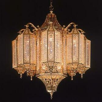 The Fascinating Oriental Gold Swarovski Crystal Chandelier Wallpaper
