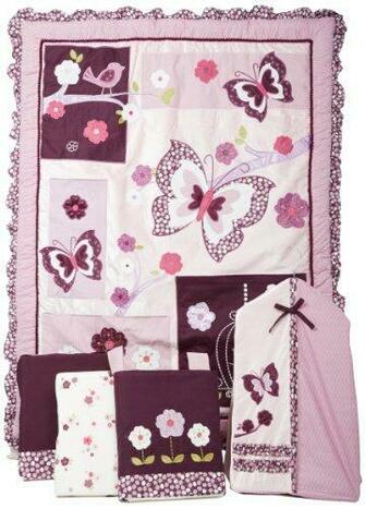 Lambs Ivy Plumberry Piece Bedding Set Plum Pink White