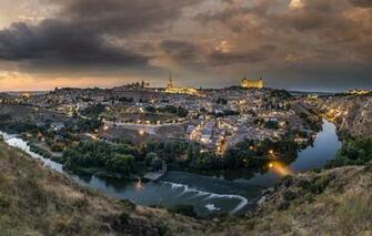 Wallpaper Lights River Castle Home The Evening Panorama