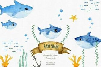 Baby Shark Clipart Saved Background High Individually Vectors