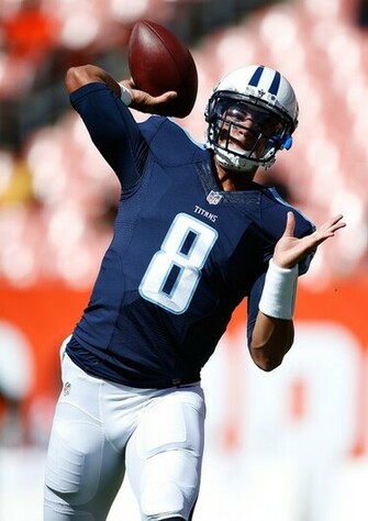 Marcus Mariota Of The Tennessee Titans Warms Up Prior