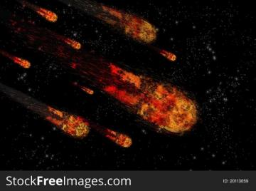 Asteroid And Earth Planet On Starfield Background Stock