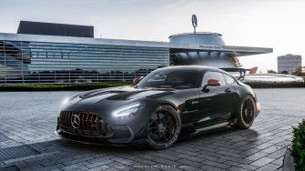Mercedes Gts Building Background Wallpaper