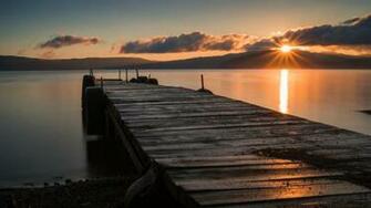 Deck Sunset Lake HD Wallpaper