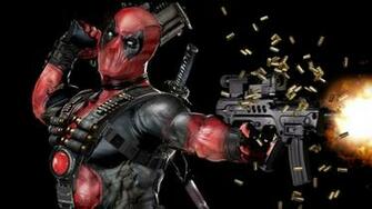 Deadpool Mask Gun Automatic Wallpaper Background Full HD 1080p