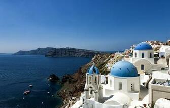 Wallpaper Sea The City Coast Greece Santorini Image For