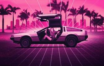 Wallpaper Girl Music Neon Background Delorean Dmc