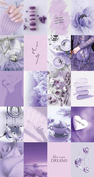 120pcs Pastel Purple Lavender Photo Collage Kit Aesthetic