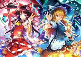 Two Female Anime Character Poster Touhou Hakurei Reimu