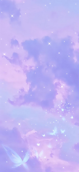 Sparkle Cloudy Butterflies Lilac Wallpaper
