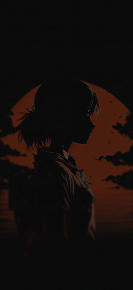 Anime Girl Black Orange Wallpaper Aesthetic