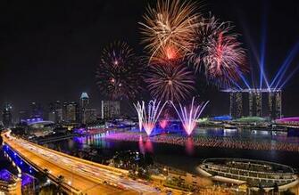 Singapore Fireworks Night New Year Wallpaper