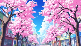Anime City Spring Wallpaper