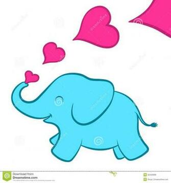 Baby Calf Clipart Elephant Pink Hearts Cartoon Illustration