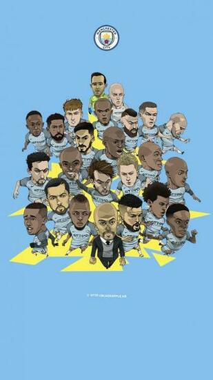 Manchester City Full Squad Fan Art For Mobile Wallpaper Football