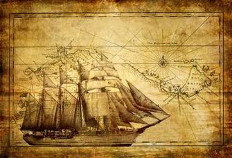 Old World Map N Ship Wallpaper