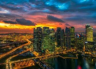 Glowing Singapore Wallpaper Ultrawide Monitor