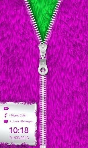 Purple Fur Zipper Lock Screen App For Android