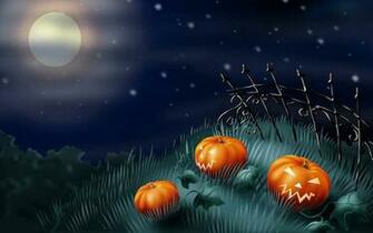 Scary Pumpkins In The Garden Happy Halloween Night