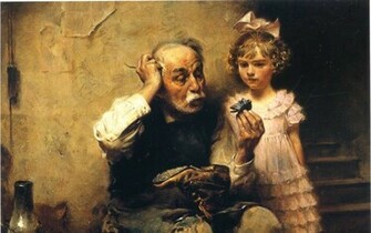 Norman Rockwell Old Man Children Wallpaper