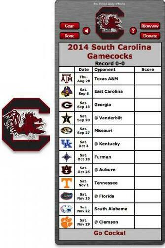 South Carolina Gamecocks Football Schedule Widget For Mac Os