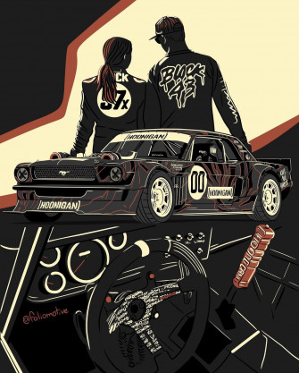 Ken Block On X Rad Fan Art Coming From A Background In