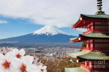Red Pagoda With Mt Fuji Background And Photograph By Tnshutter