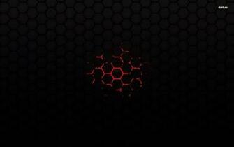 Red On Black Honeycomb Pattern Wallpaper Abstract