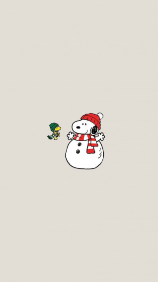 Snoopy Snowman Christmas iPhone Wallpaper