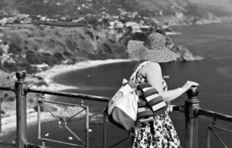 Wallpaper Sea Woman Bay Cliff Overlook Image For Desktop