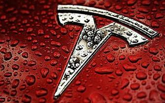 New Red Tesla Logo HD Wallpaper