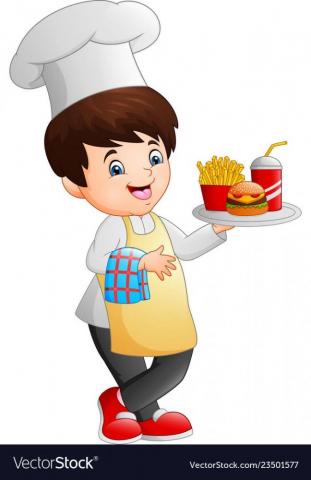 Illustration Of Cartoon Chef Cooking Holding A Fast Food Tray