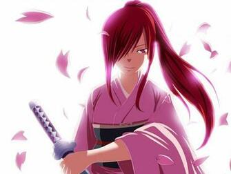 Erza Scarlet Katana Fairy Tail Anime Girl Kimono HD Wallpaper