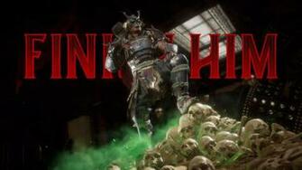 Shao Kahn Pile Of Skulls Outro W Finish Him Glitch Wallpaper