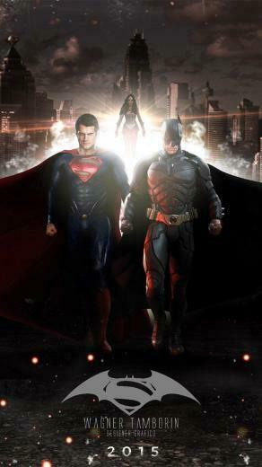 Wagner Tamborin Batman Superman Parallax HD iPhone iPad Wallpaper