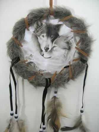 Wolf Dreamcatcher Art 17cm Wolves