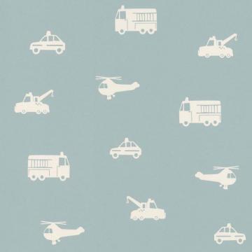 Kids Wallpaper Cars Helicopter Fire Truck Blue White