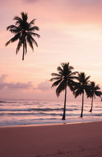 Pink Beach Sunset Wallpaper