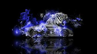 Bugatti Veyron Fantasy Tiger Blue Fire Car HD Wallpaper Design