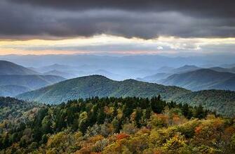 Boundless Blue Ridge Parkway Autumn Landscape At Hour
