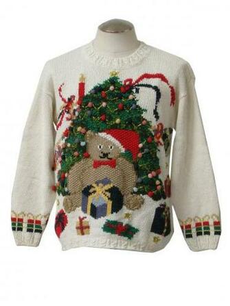 Womens Bear Riffic Ugly Christmas Sweater Petite Sophisticate