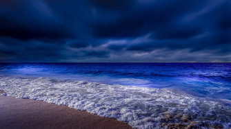 Sea Shore Waves At Night Time 4k HD Nature Wallpaper Image
