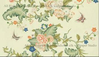 Chinoiserie Hand Painted Silk Wallpaper Buy From Handicraft