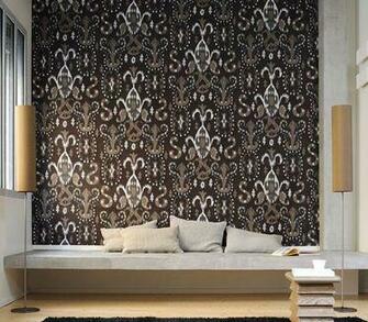 Vinyl Wallcovering Embossed Ikat Wallpaper Looking Like Leather